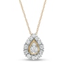 0.50 CT. T.W. Composite Pear-Shaped Diamond Frame Sunburst Pendant in 10K Gold