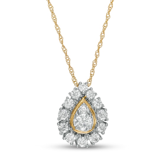 0.50 CT. T.W. Composite Pear-Shaped Diamond Frame Sunburst Pendant in 10K Gold