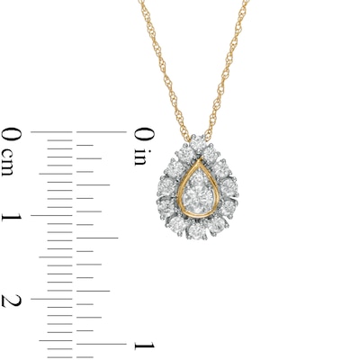 0.50 CT. T.W. Composite Pear-Shaped Diamond Frame Sunburst Pendant in 10K Gold