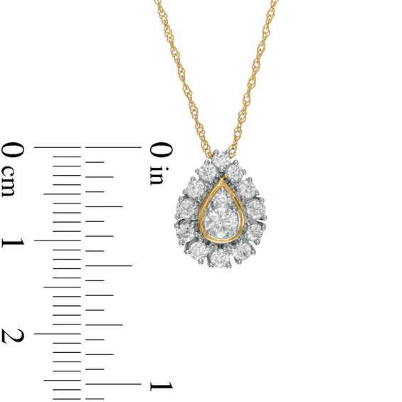 0.50 CT. T.W. Composite Pear-Shaped Diamond Frame Sunburst Pendant in 10K Gold