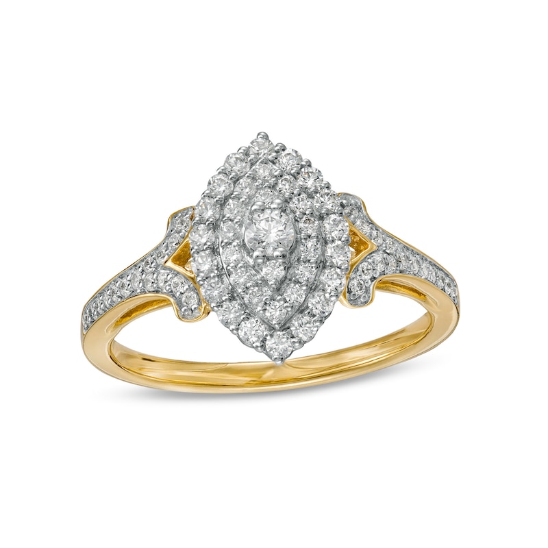 0.50 CT. T.W. Marquise-Shaped Multi-Diamond Split Shank Ring in 10K Gold|Peoples Jewellers