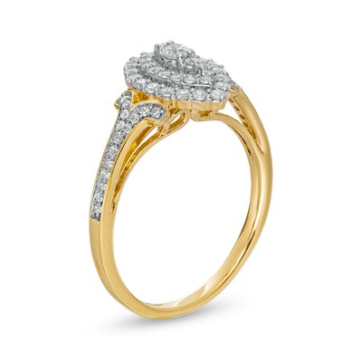 0.50 CT. T.W. Marquise-Shaped Multi-Diamond Split Shank Ring in 10K Gold