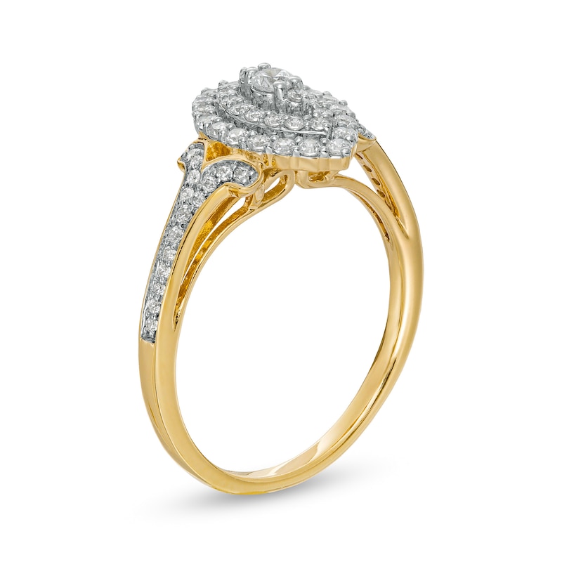 0.50 CT. T.W. Marquise-Shaped Multi-Diamond Split Shank Ring in 10K Gold