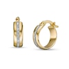 Thumbnail Image 0 of 11.7mm Diamond-Cut Zig-Zag Ribbon Triple Row Tube Hoop Earrings in 14K Two-Tone Gold