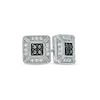Thumbnail Image 0 of Men's 0.33 CT. T.W. Black Enhanced and White Diamond Puffed Square Stud Earrings in 10K White Gold