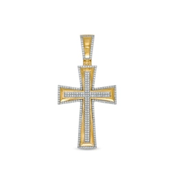 Men's 0.75 CT. T.W. Diamond Edge Cross Necklace Charm in 10K Gold