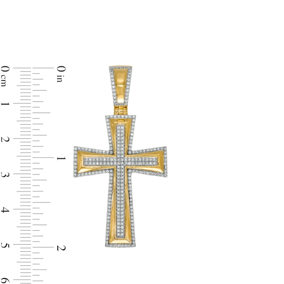 Men's 0.75 CT. T.W. Diamond Edge Cross Necklace Charm in 10K Gold