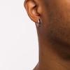 Thumbnail Image 1 of Men's 0.20 CT. T.W. Black Enhanced Diamond Hoop Earrings in 10K White Gold