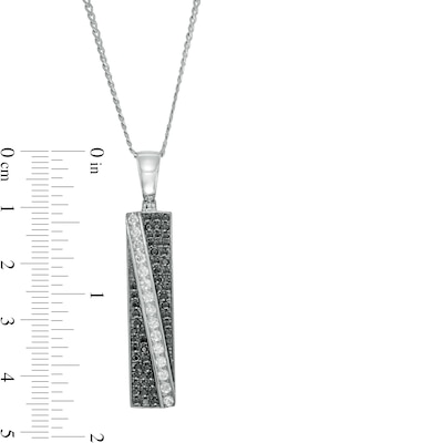 Men's 1.00 CT. T.W. Black Enhanced and White Diamond Rectangle Pendant in 10K White Gold