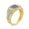 Thumbnail Image 2 of Men's 0.50 CT. T.W. Black Enhanced and White Composite Cushion Diamond Frame Ribbed Shank Ring in 10K Two-Tone Gold