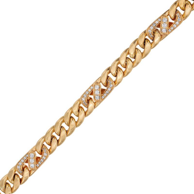 Men's 1 CT. T.W. Diamond 250 Gauge Cuban Curb Chain Bracelet in Hollow 10K Gold - 8.5"
