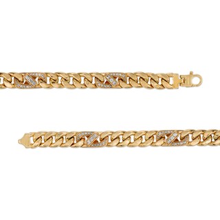 Men's 1 CT. T.W. Diamond 250 Gauge Cuban Curb Chain Bracelet in Hollow 10K Gold - 8.5"