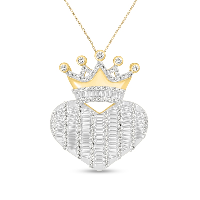 1.23 CT. T.W. Diamond Crown Heart Pendant in 10K Gold|Peoples Jewellers