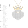 1.23 CT. T.W. Diamond Crown Heart Pendant in 10K Gold