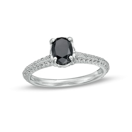 Vera Wang Love Collection Limited Edition 1.29 CT. T.W. Black Enhanced and White Certified Diamond Ring in 14K White Gold