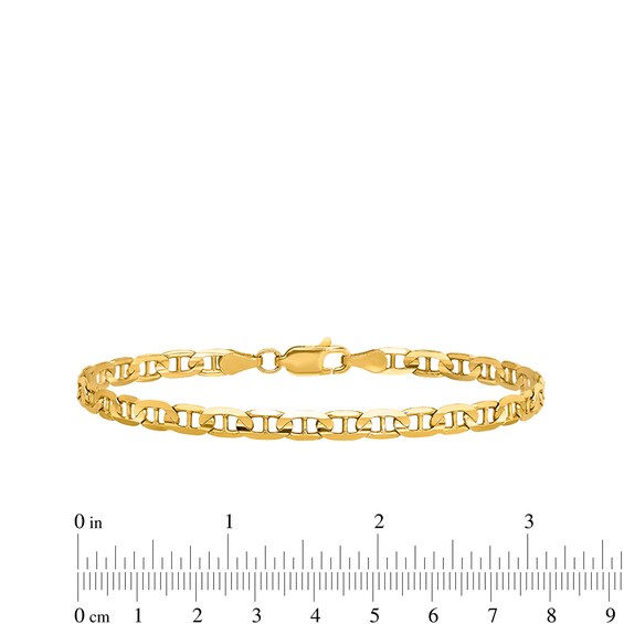 3.75mm Mariner Chain Anklet in Solid 14K Gold - 10"