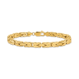 5.25mm Byzantine Chain Bracelet in Solid 14K Gold - 8"