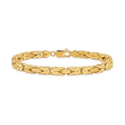 5.25mm Byzantine Chain Bracelet in Solid 14K Gold - 8"