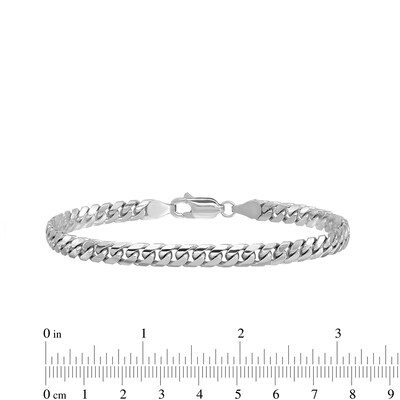 4.3mm Cuban Curb Chain Bracelet in Solid 14K White Gold - 7"