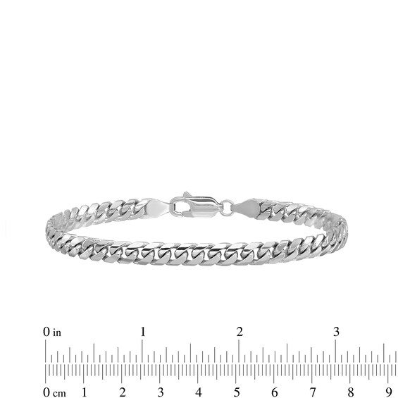 4.3mm Cuban Curb Chain Bracelet in Solid 14K White Gold - 7"