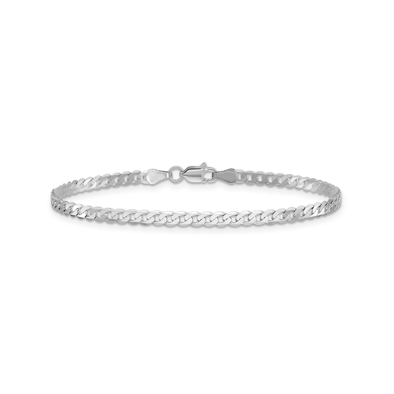 2.9mm Curb Chain Bracelet in Solid 14K White Gold - 7"