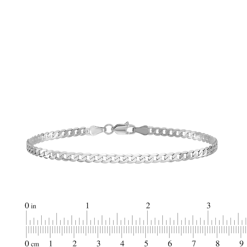 2.9mm Curb Chain Bracelet in Solid 14K White Gold - 7"|Peoples Jewellers
