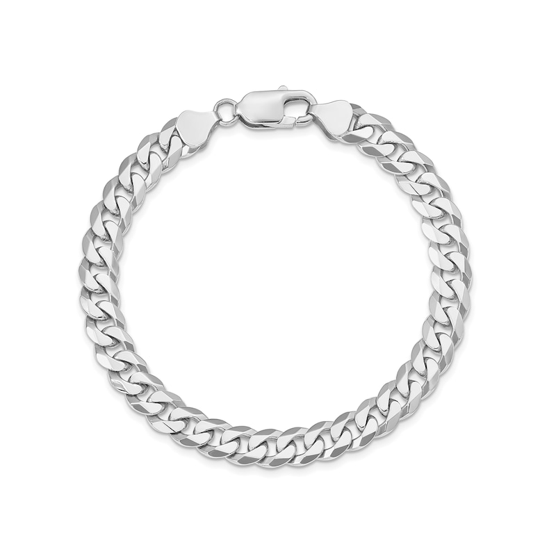 8.0mm Curb Chain Bracelet in Solid 14K White Gold - 8"