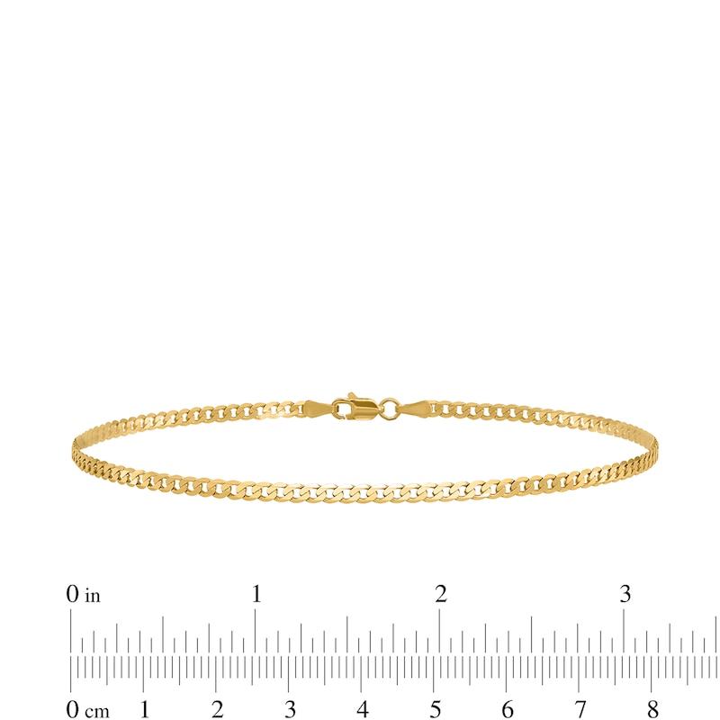 2.3mm Curb Chain Anklet in Solid 14K Gold - 10"