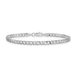 3.35mm Curb Chain Anklet in Hollow 14K White Gold - 10&quot;