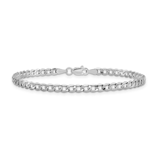 3.35mm Curb Chain Anklet in Hollow 14K White Gold - 10"