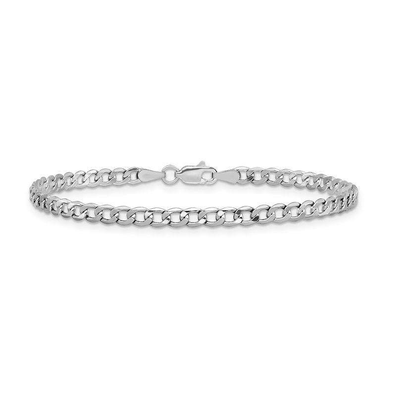 3.35mm Curb Chain Anklet in Hollow 14K White Gold - 10"