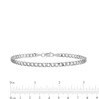 3.35mm Curb Chain Anklet in Hollow 14K White Gold - 10"