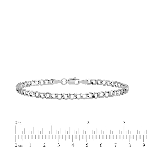 3.35mm Curb Chain Anklet in Hollow 14K White Gold - 10"