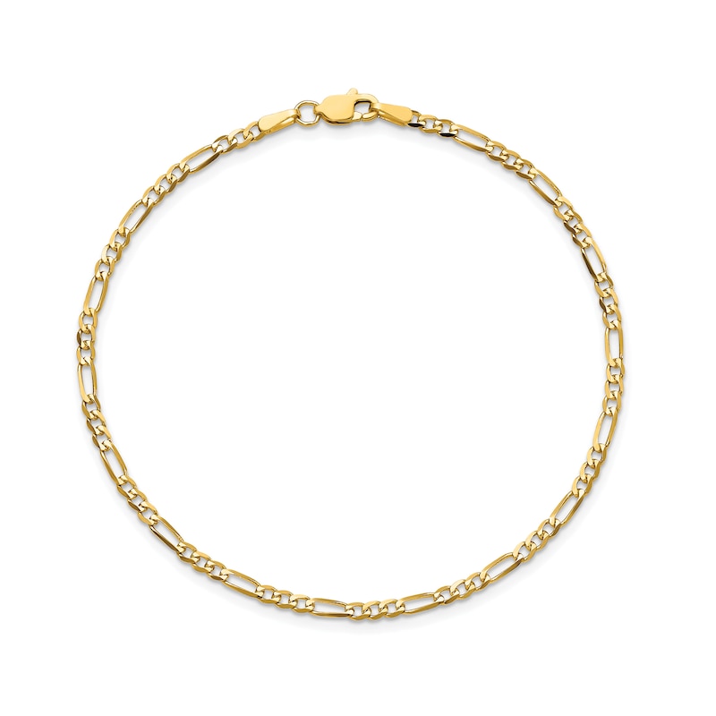 2.25mm Figaro Chain Anklet in Solid 14K Gold