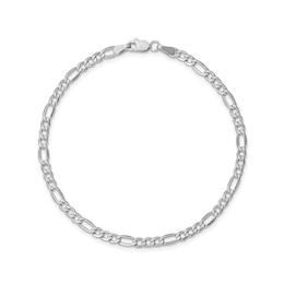 3.5mm Figaro Chain Bracelet in Hollow 14K White Gold - 7&quot;