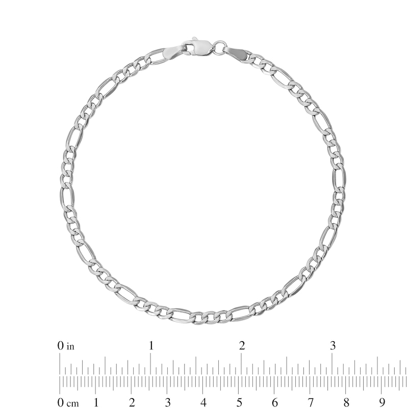 3.5mm Figaro Chain Bracelet in Hollow 14K White Gold - 7"
