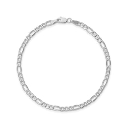 3.5mm Figaro Chain Anklet in Hollow 14K White Gold - 10&quot;