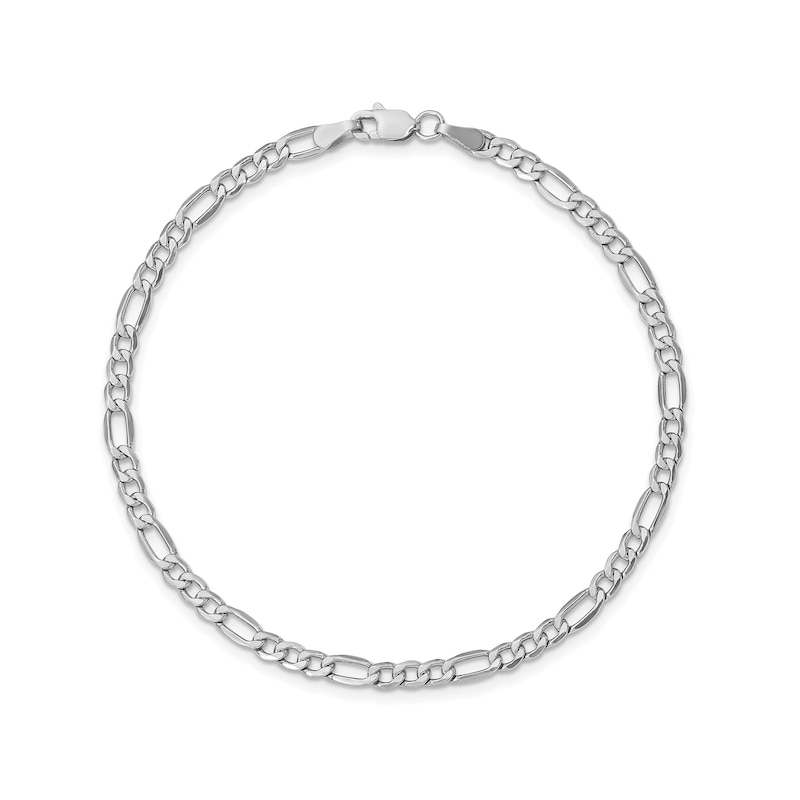 3.5mm Semi-Solid Figaro Chain Anklet in 14K White Gold - 10