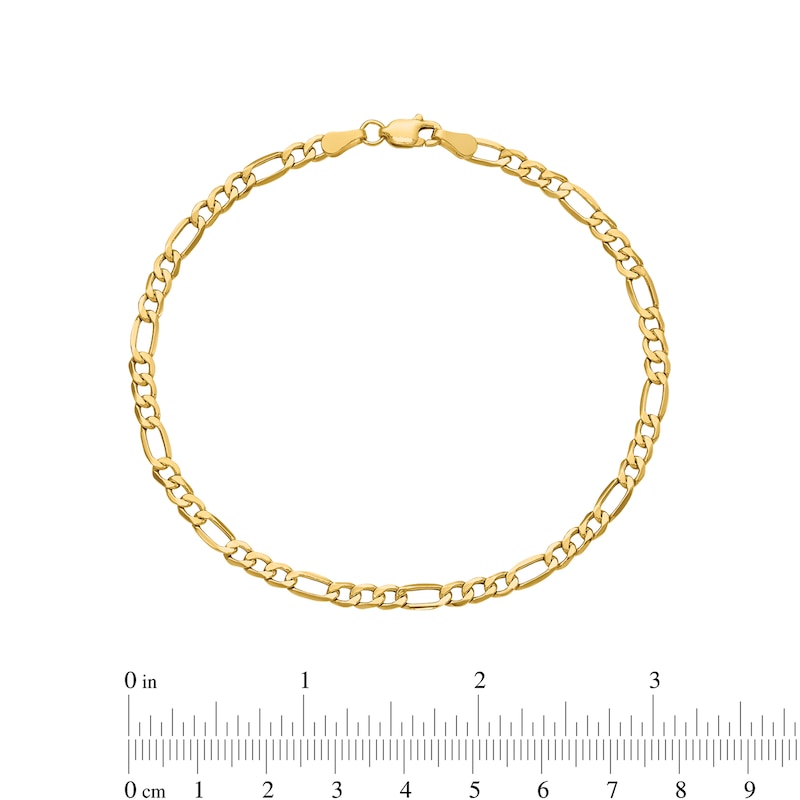 Main Image 2 of 3.5mm Figaro Chain Anklet in Hollow 14K Gold - 10&quot;