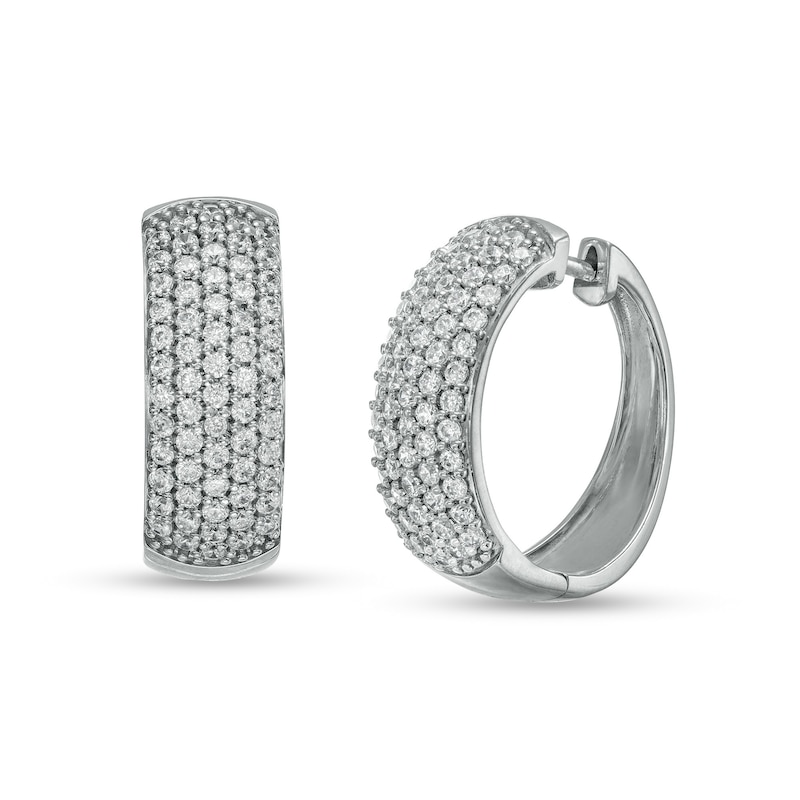 2.00 CT. T.W. Certified Composite Lab-Created Diamond Hoop Earrings in 14K White Gold (F/SI2)|Peoples Jewellers