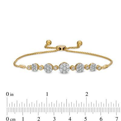 1.00 CT. T.W. Composite Diamond Alternating Bolo Bracelet in 10K Gold – 9.5"