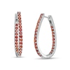 Thumbnail Image 0 of Garnet Inside-Out Oval Hoop Earrings in Sterling Silver