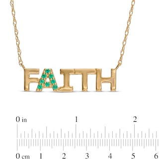 Emerald "FAITH" Necklace in 10K Gold - 20"