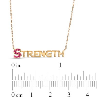 Ruby "STRENGTH" Necklace in 10K Gold - 20"