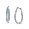 Thumbnail Image 0 of Swiss Blue Topaz Inside-Out Oval Hoop Earrings in Sterling Silver