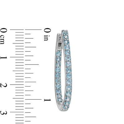 Swiss Blue Topaz Inside-Out Oval Hoop Earrings in Sterling Silver