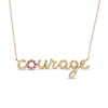 Thumbnail Image 0 of Amethyst Cursive "courage" Necklace in 10K Gold - 20"