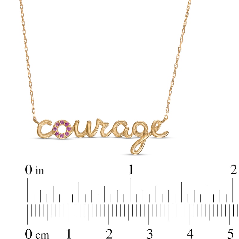 Amethyst Cursive "courage" Necklace in 10K Gold - 20"|Peoples Jewellers