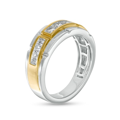 Men's 0.45 CT. T.W. Diamond Nine Stone Wedding Band in 14K Two-Tone Gold