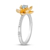 Enchanted Disney Jasmine Swiss Blue Topaz and 0.04 CT. T.W. Diamond Flower Ring in Sterling Silver and 10K Gold